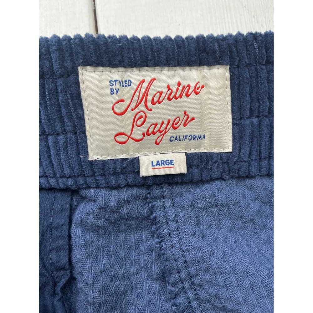 Marine Layer Navy Blue Corduroy Wide Leg Elastic Waist Pants Women Large - Picture 4 of 6